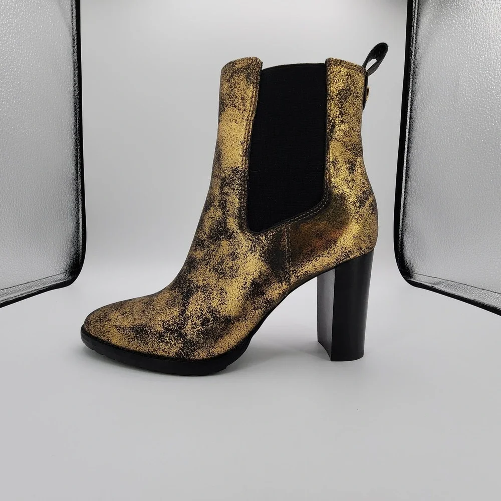 Lauren Ralph Lauren Mylah Stretch Metallic Ankle Boots Womens Size 8B NEW in Box